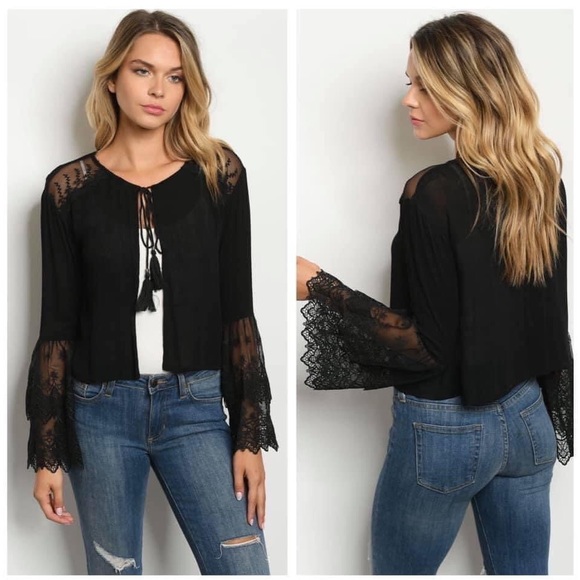 Onetheland Sweaters - NEW! Onetheland Black Front Tie Cardigan size S